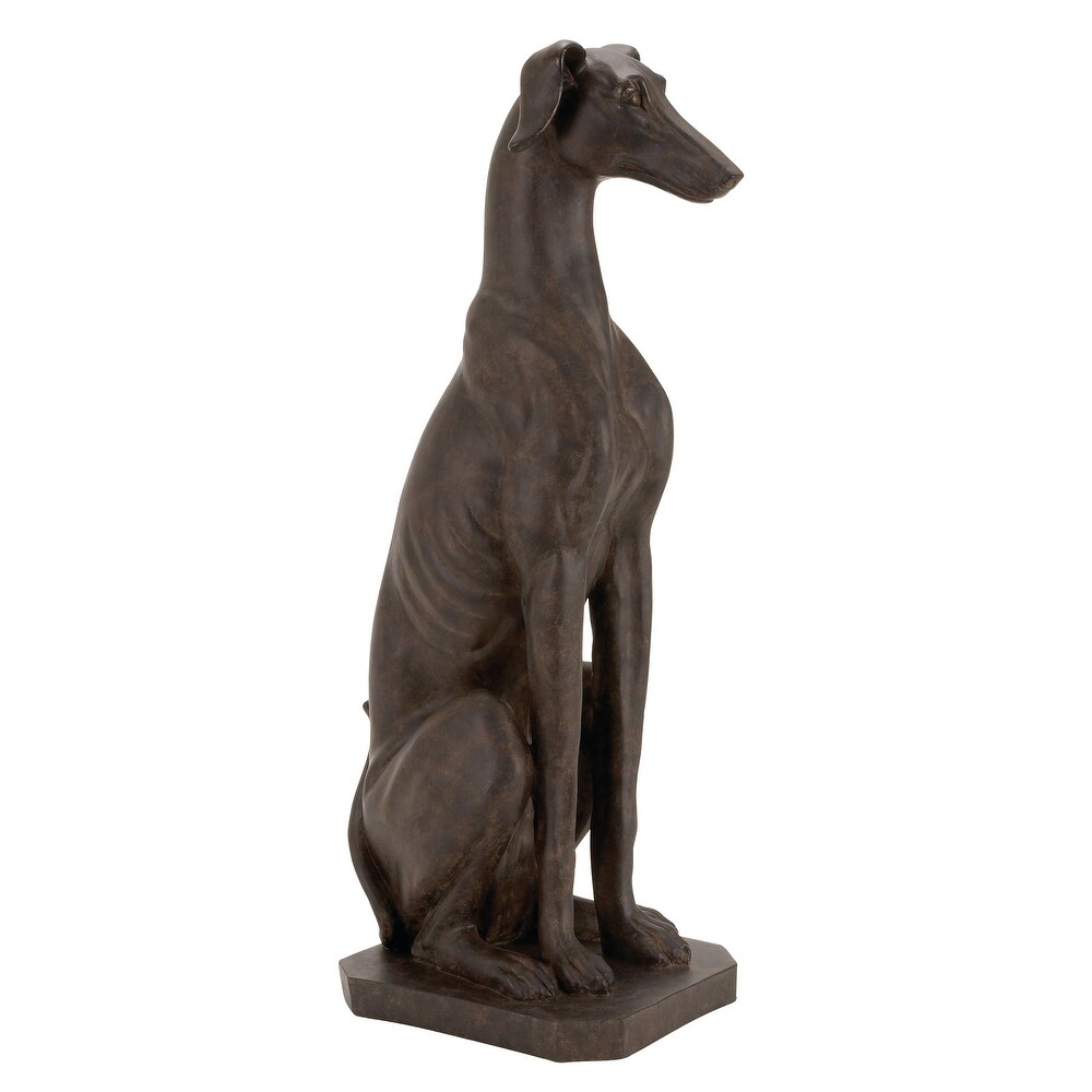 Brown Polystone Dog Sculpture   12 x 10 x 31