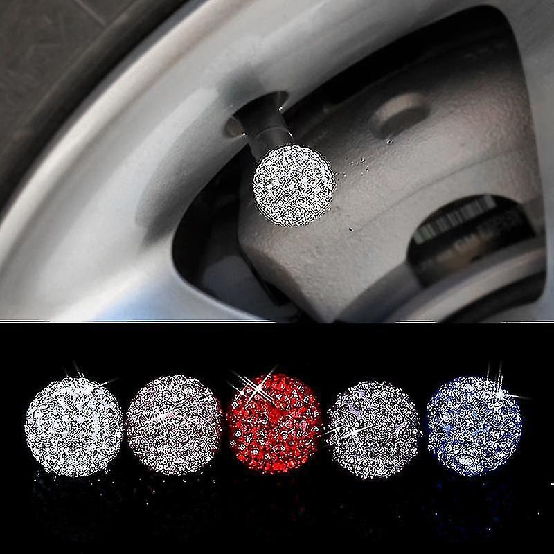 4pcs Universal Tire Cap Diamond Valve Core Cap Valve Cap For Car Bike Truck Motorcycle Shiny Dust Ca