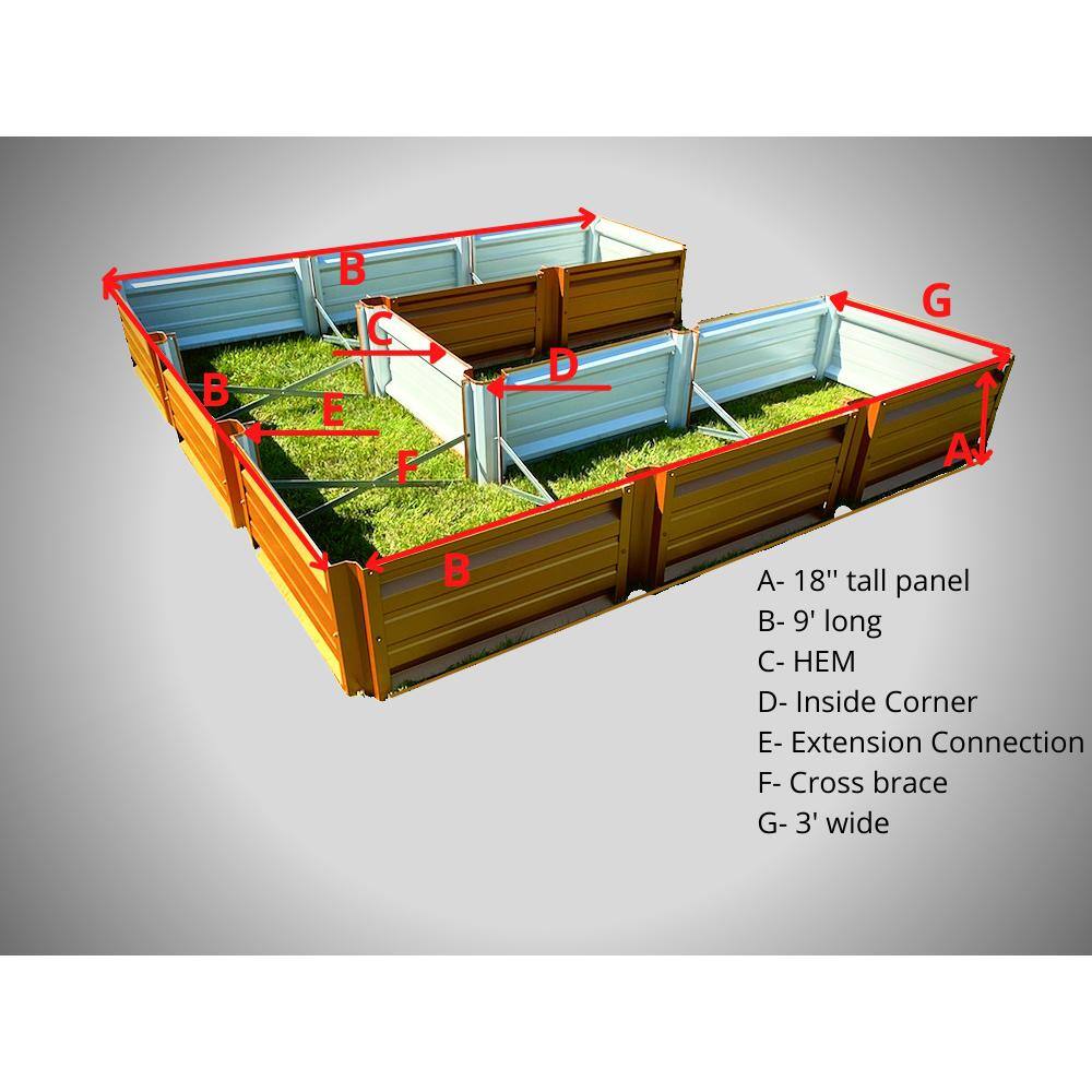 108 inch by 108 inch U Shaped Copper Metallic Metal Planter Box PTTM9x9x18-COPPERMETALLIC