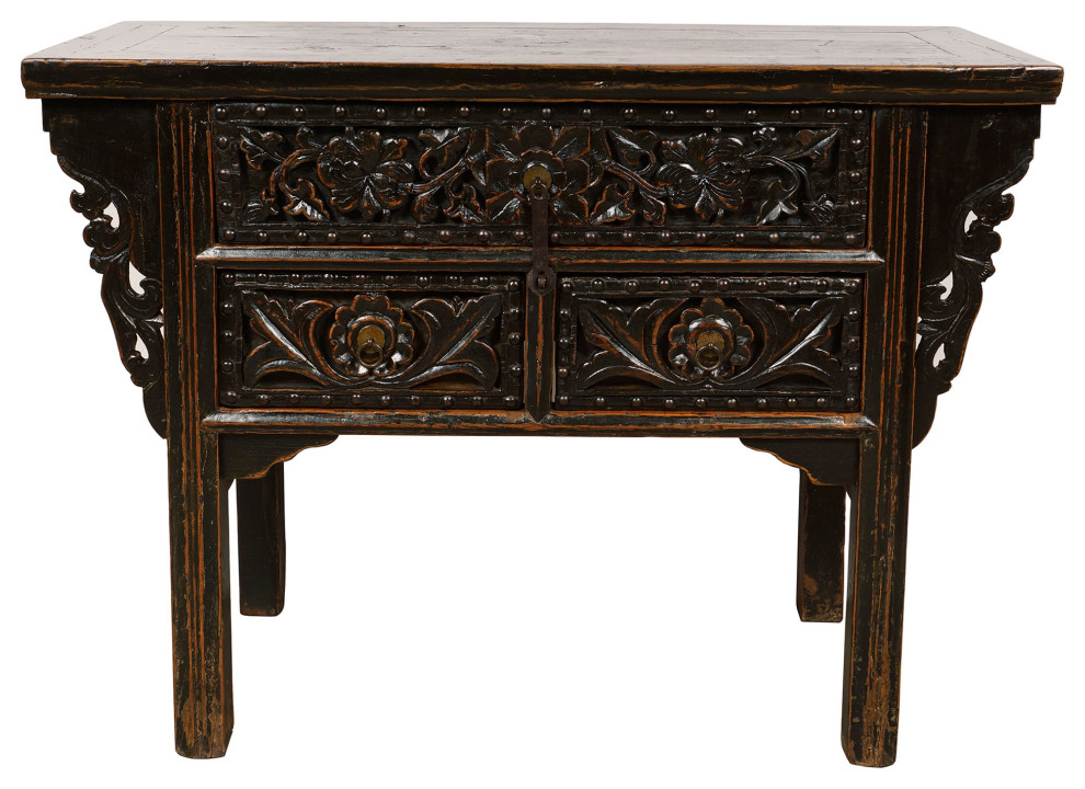 Consigned 19 Century Antique Chinese Carved Shan Xi Console Table/Sideboard   Asian   Console Tables   by Golden Treasures Antiques and Collectibles Inc  Houzz