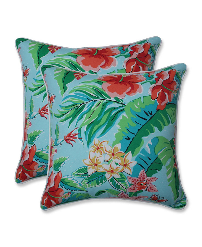 Pillow Perfect Tropical Paradise 18 x 18 Outdoor Decorative Pillow 2-Pack