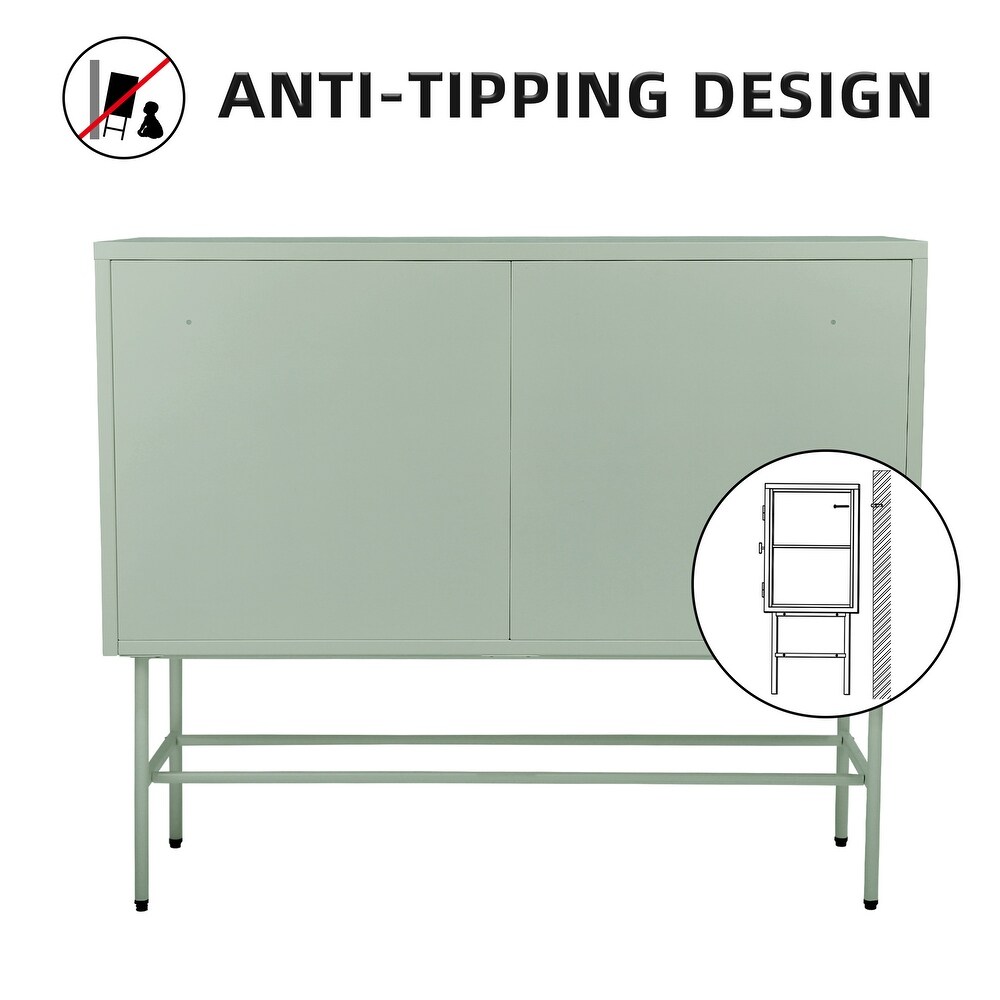 Sideboard Buffet With Fluted Glass Doors Detachable Shelves