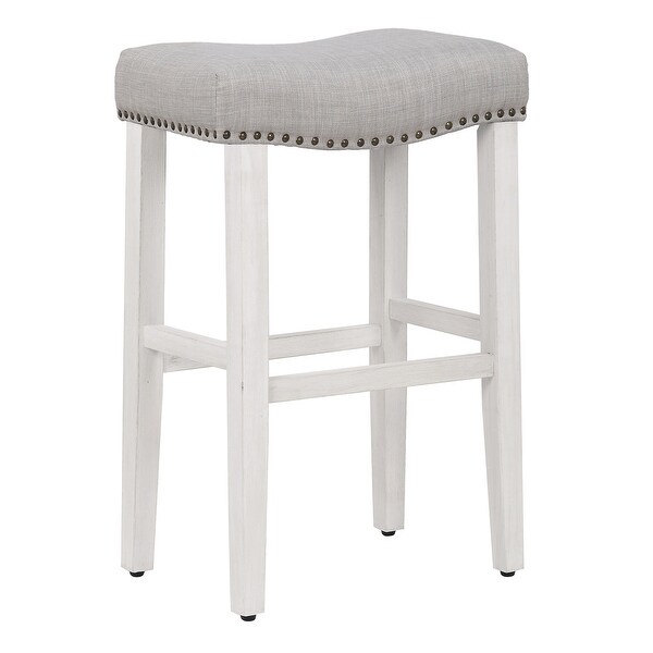 Henley 29-inch Saddle Nailhead Fabric Barstool