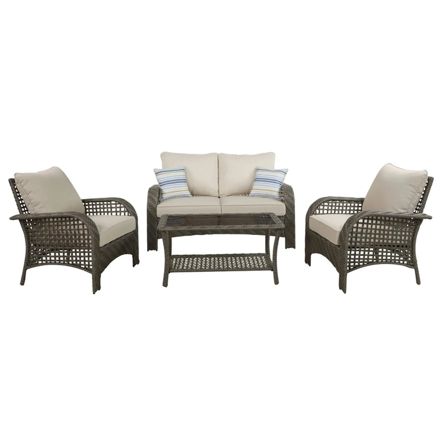 Willow 4 pc Gray Steel Patio Set Beige