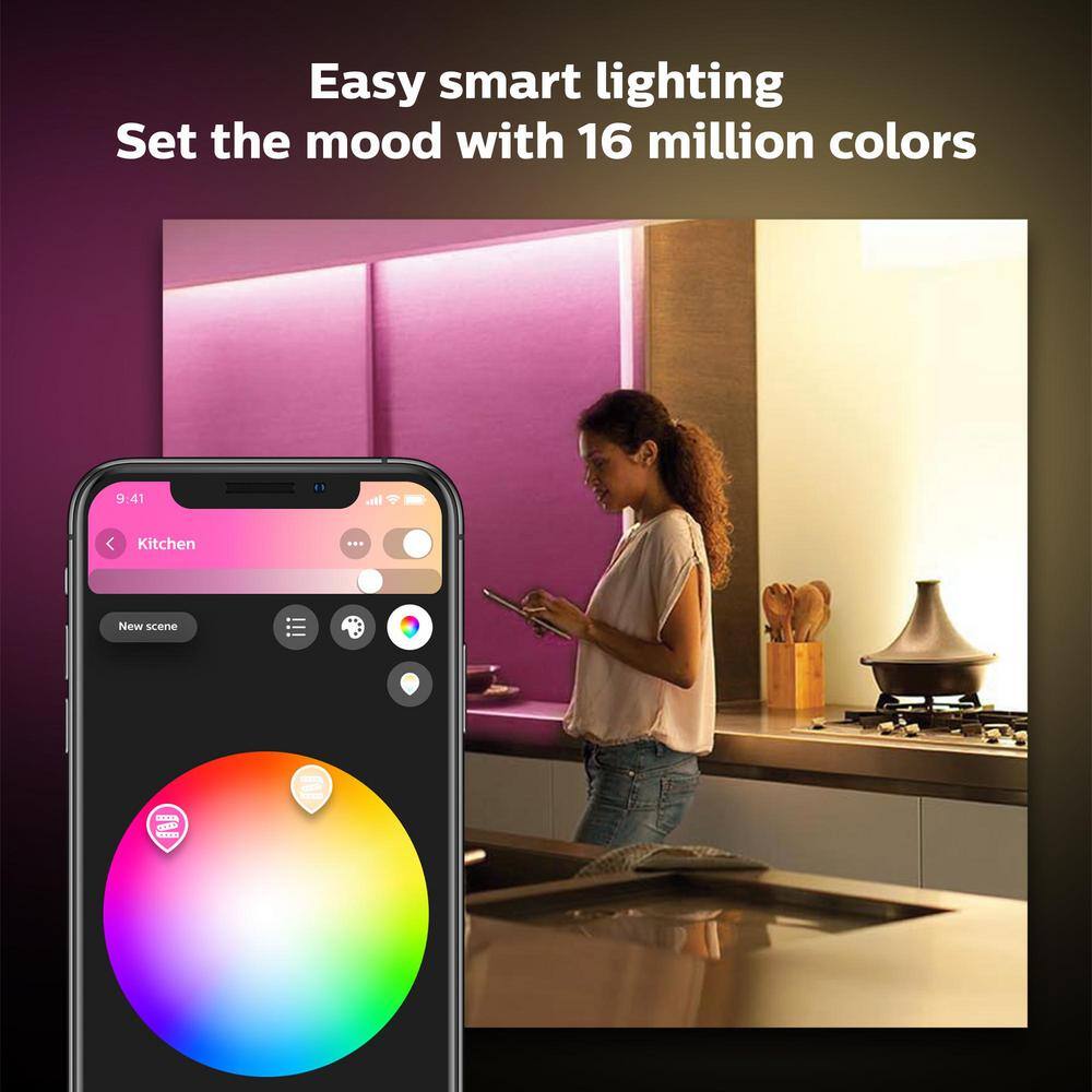 Philips Hue 6.6 ft. Smart Plug-In Color and Tunable White Ambiance Cuttable Integrated LED Under Cabinet Light Base Kit (1-Pack) 555334