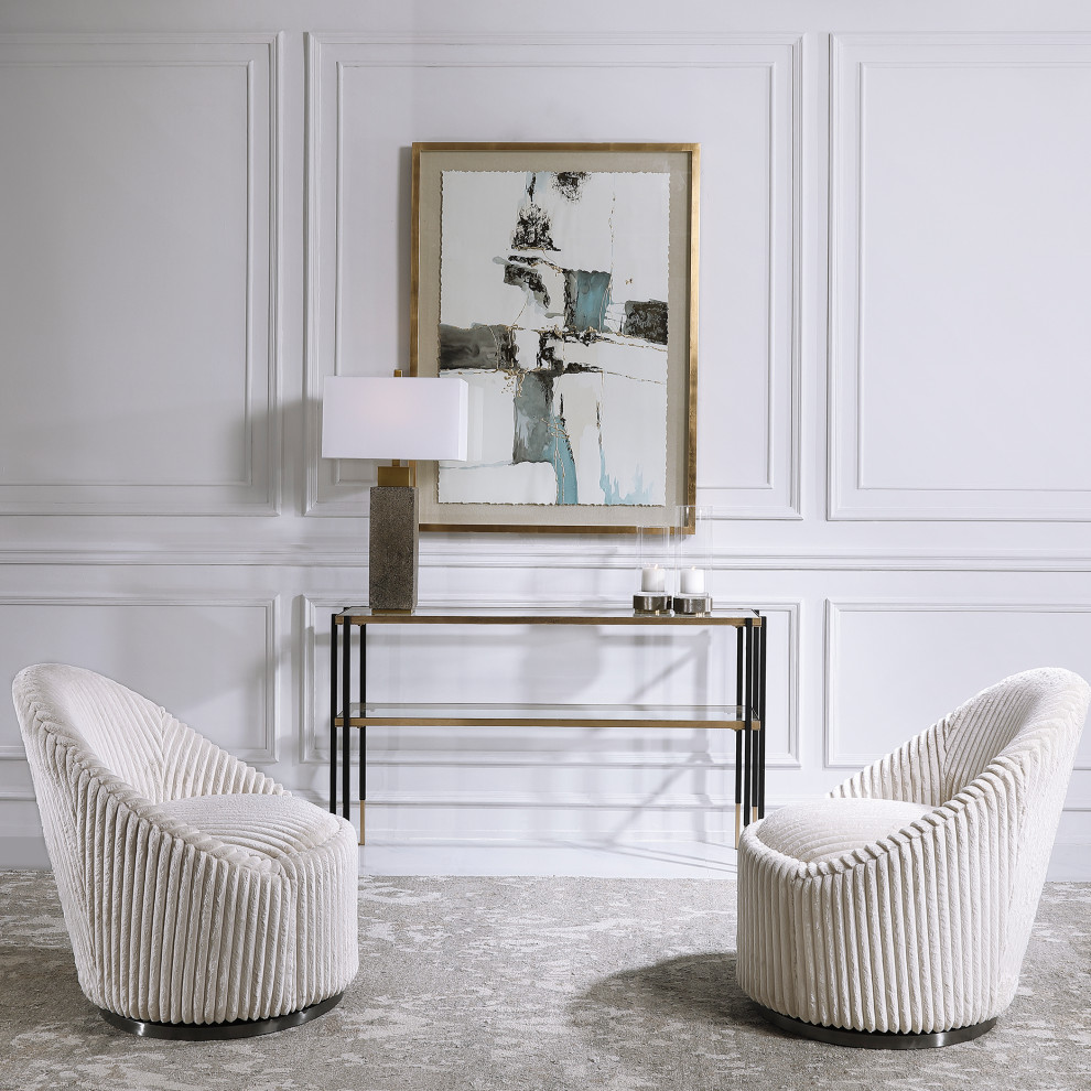 Uttermost Crue White Swivel Chair   Contemporary   Armchairs And Accent Chairs   by HedgeApple  Houzz