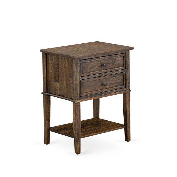 Wood Night Stand with 2 Wood Drawers for Bedroom - Stable and Sturdy Constructed (Finish Options Available)