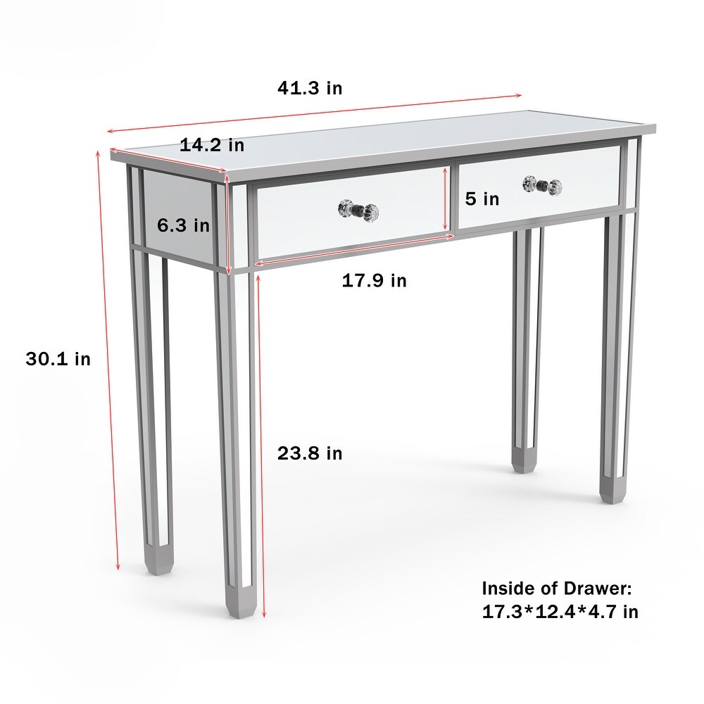 Mirrored Console Table Entry Table with 2 Drawers  Accent Sofa Table for Living Room