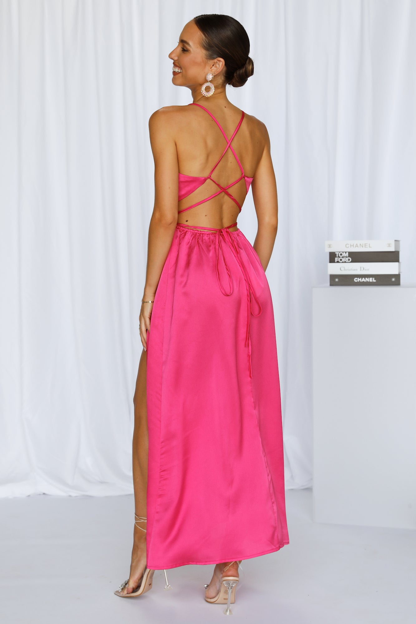 Reveal Your Mind Midi Dress Hot Pink