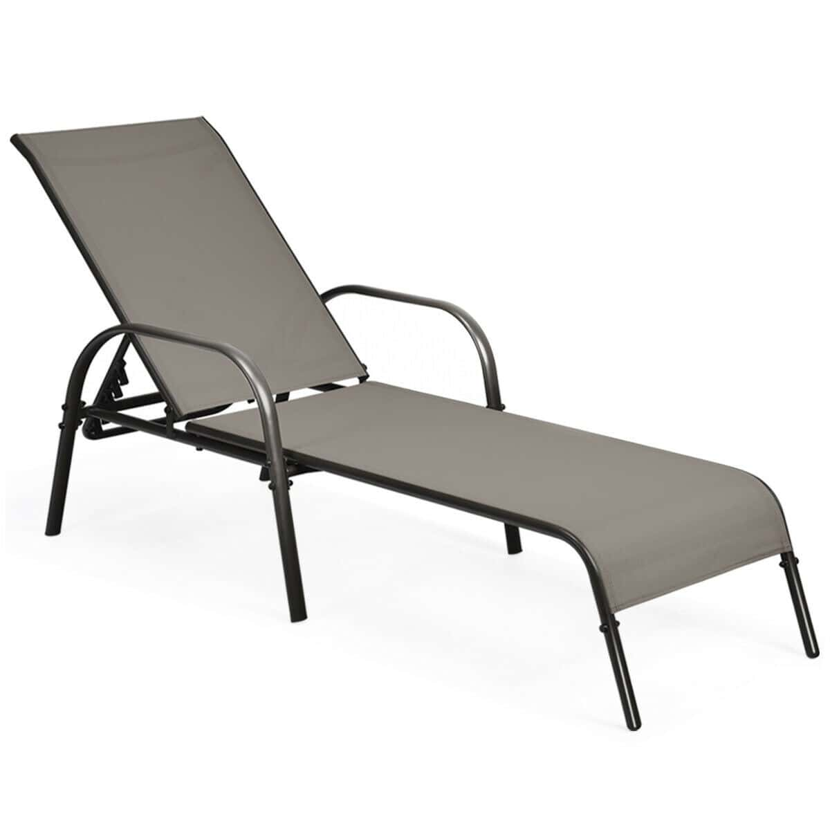 5-Position Fabric Folding Outdoor Chaise Lounge Chair, Lightweight Pool Chair Patio Lawn Recliner Sun Lounger