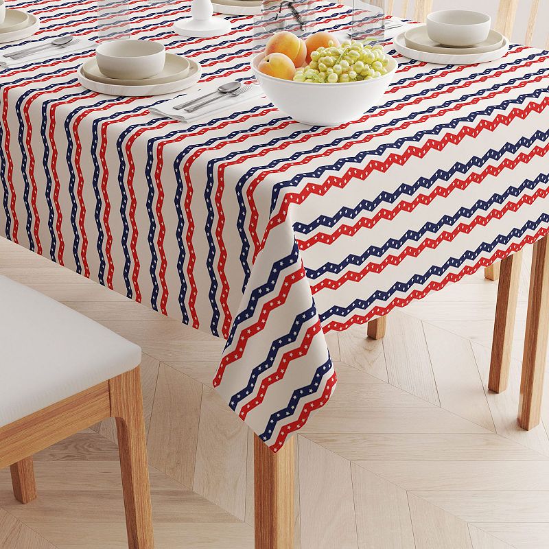 Square Tablecloth， 100% Polyester， 60x60， Patriotic Chevron