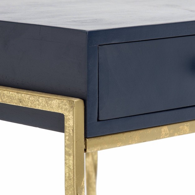 Jolie Modern Living Room Accent Table Navy Blue gold Adore Decor