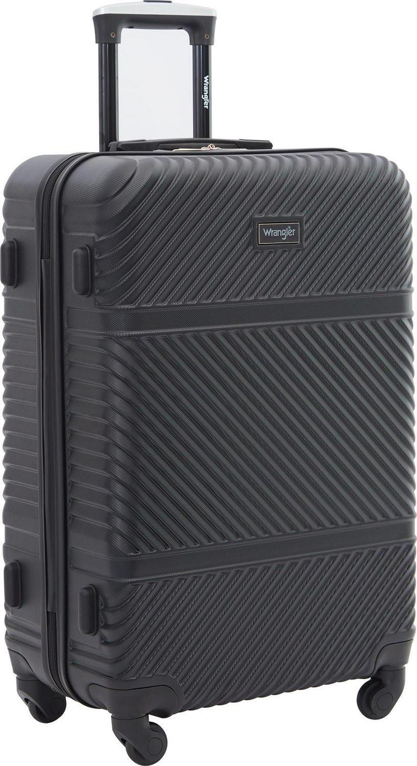 Wrangler 4 Pc Hardside Spinner Luggage Set with 20 and 25 Suitcases and Packing Cubes， Black