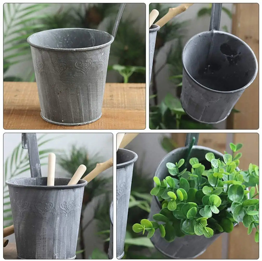 Garden rustic plant planter pot unique hanging flower pot wholesale hanging flower bucket decor garden