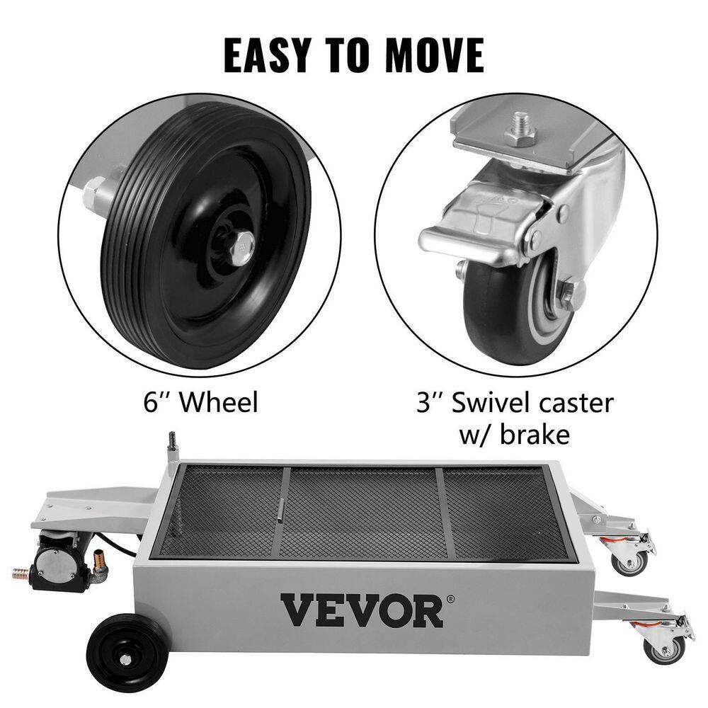 VEVOR Oil Drain Pan 15 Gal. Large Steel Oil Change Tank Foldable Hand with Electric Pump Hose Swivel Casters for Car SUV QCPYP15JLDDYLBYC1V0