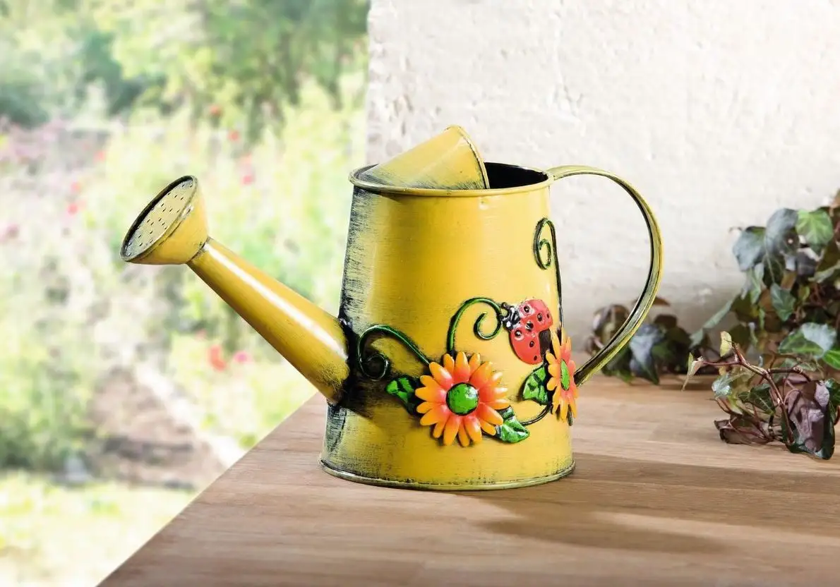 Decorative Sunflower   Ladybug Metal watering can yellow for outdoor and indoor plants flowers watering can Home Garden 2023