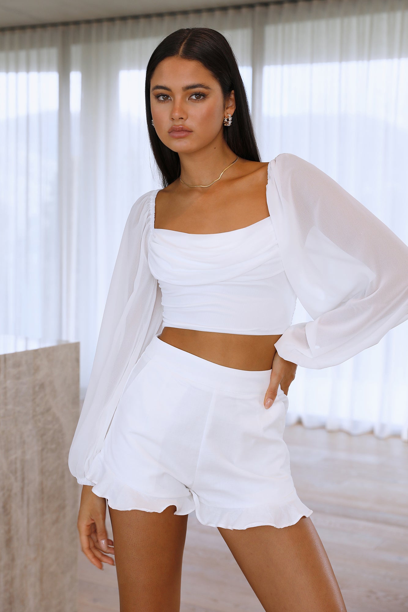 Caramel Heart Crop White