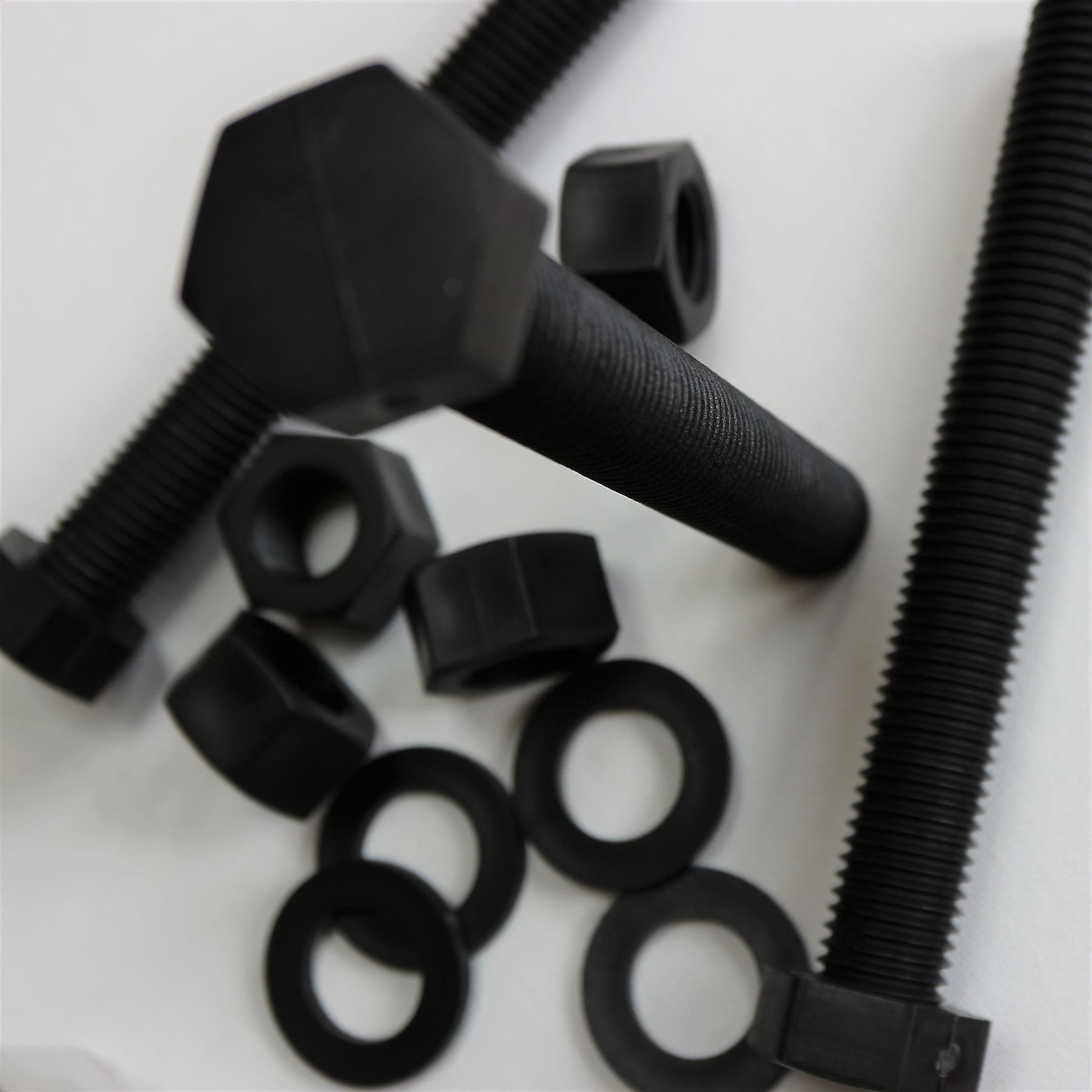 5x Black， Hex Head， (PP)， M20 x 150mm， Plastic Bolts，Nuts and Washers， -Screws