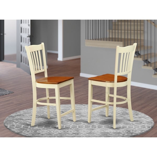 East West Furniture Groton Counter Stools With Wooden Seat - Set of 2 (Finish Option)