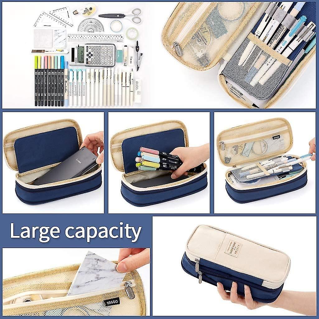 Pencil Pen Case，large Storage High Bag Pouch Holder Box Organizer With Double Zipper For Middle High