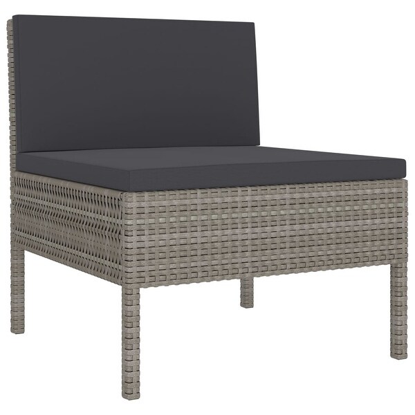 3 Piece Patio Lounge Set with Cushions Poly Rattan Gray - Overstock - 36363639