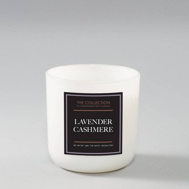 2 wick White Glass Lavender Cashmere Lidded Jar Candle 12oz The Collection By Chesapeake Bay Candle