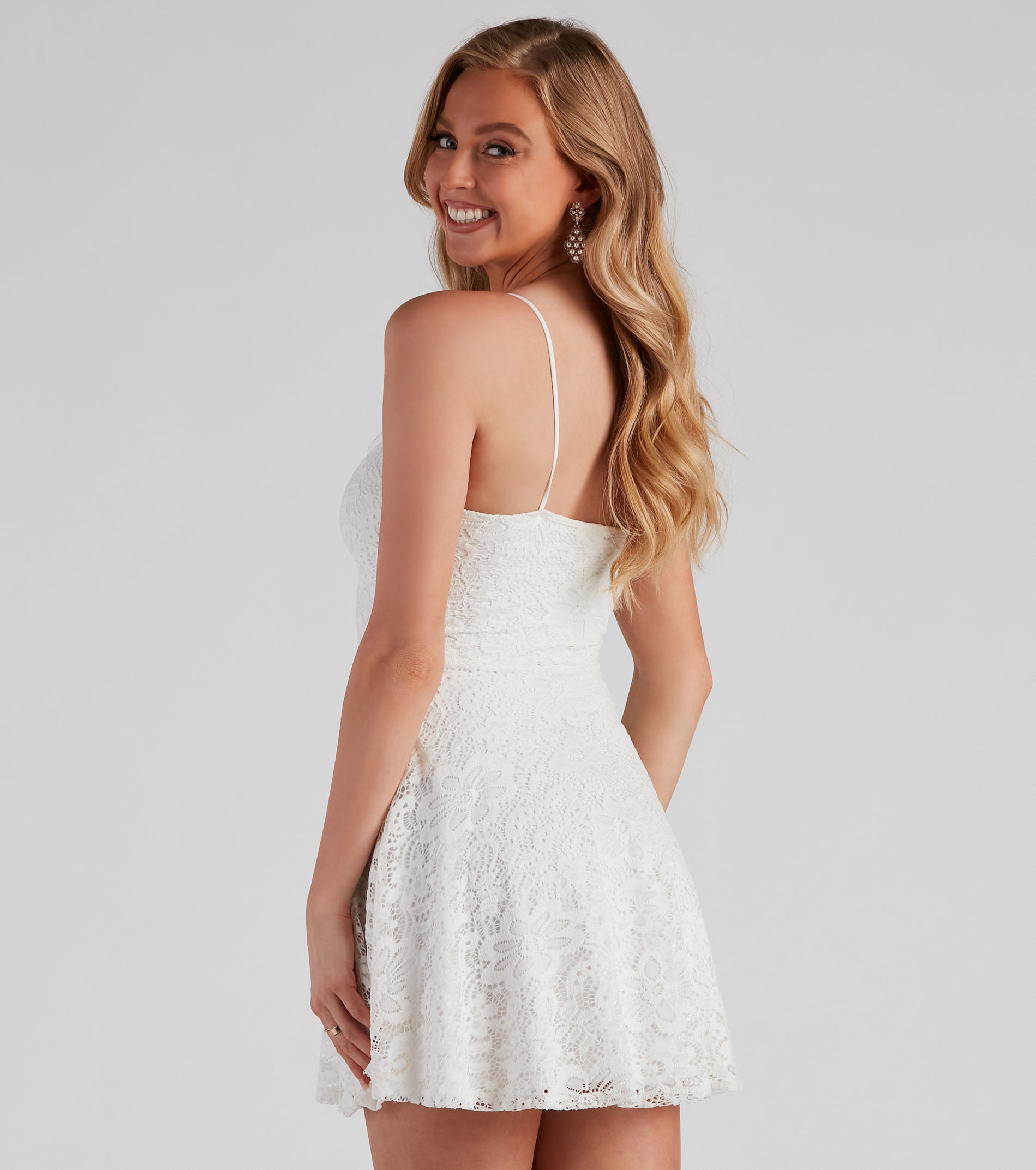 Celebratory Lace Skater Dress