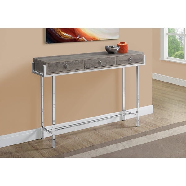 Accent Table， Console， Entryway， Narrow， Sofa， Storage Drawer， Living Room， Bedroom， Metal， Laminate， Chrome