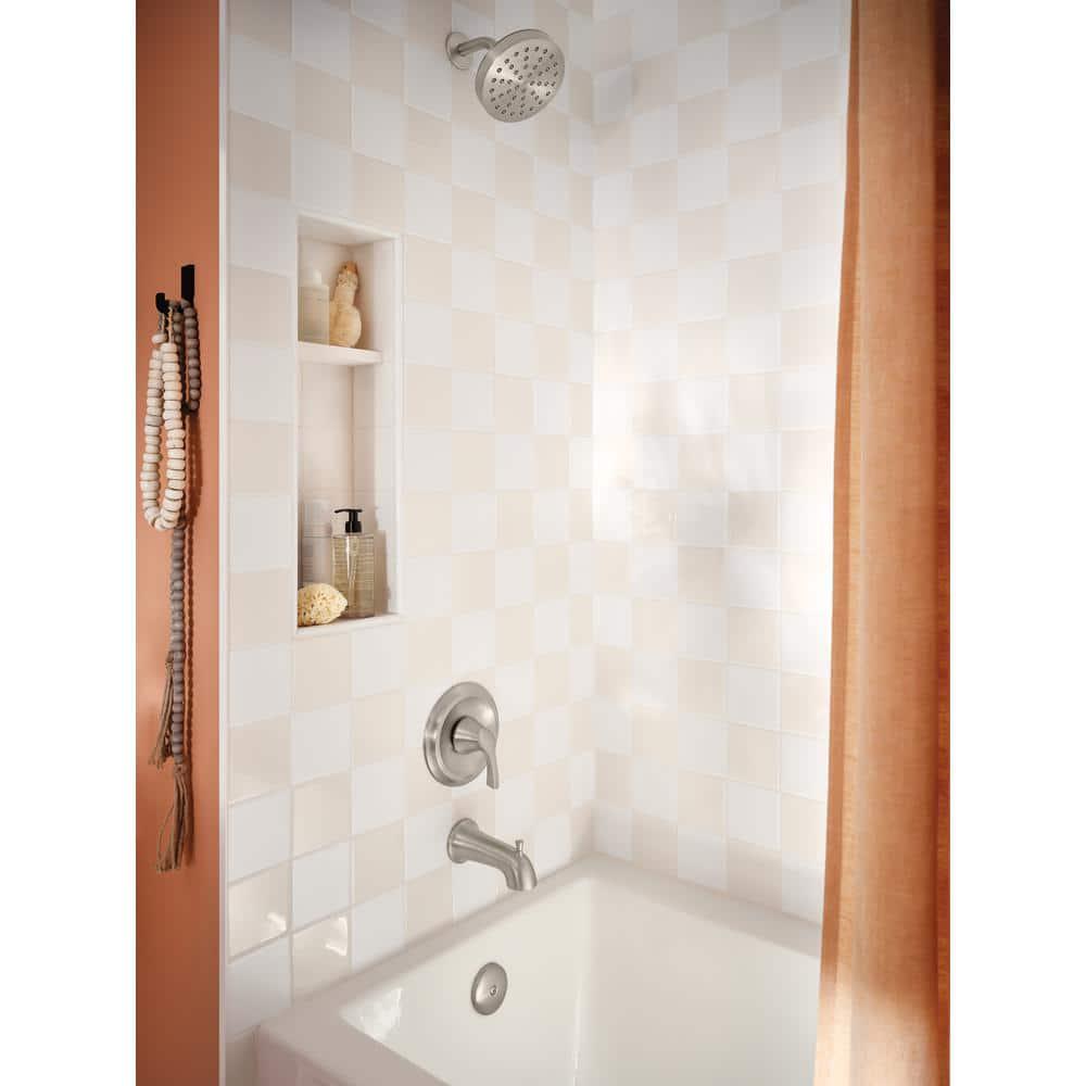 MOEN Korek SingleHandle 1 Spray 175 GPM Tub and Shower Faucet with Valve in Spot Resist Brushed Nickel