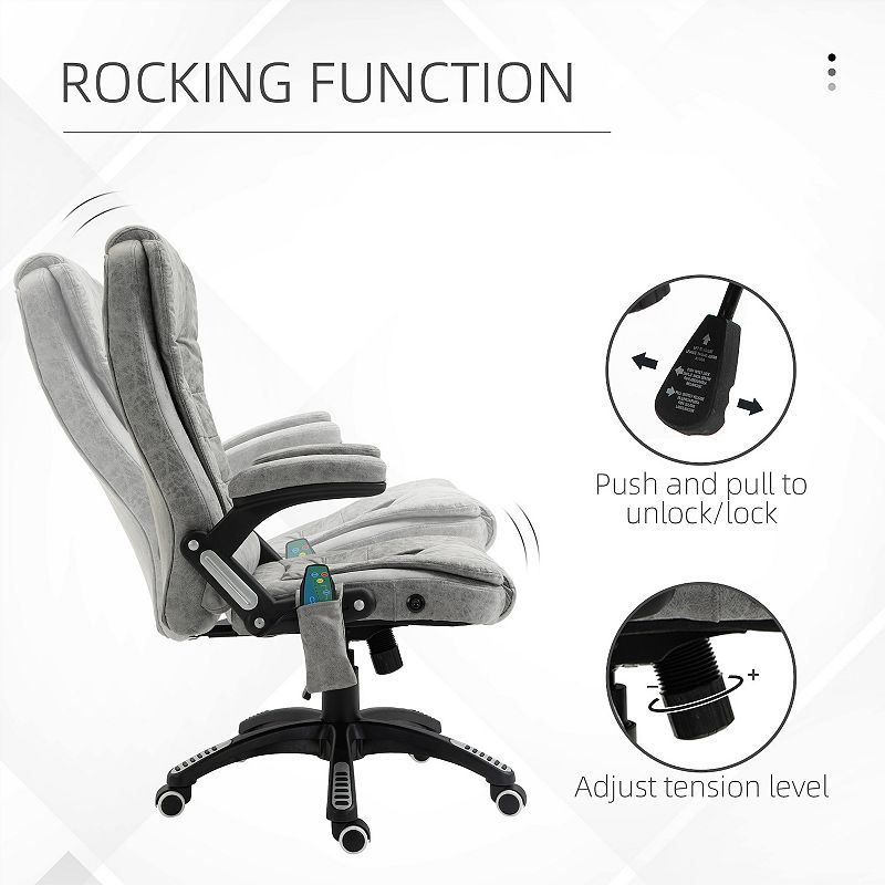 Vinsetto Ergonomic Vibrating Executive Massage Office Chair， with Wheels， Grey