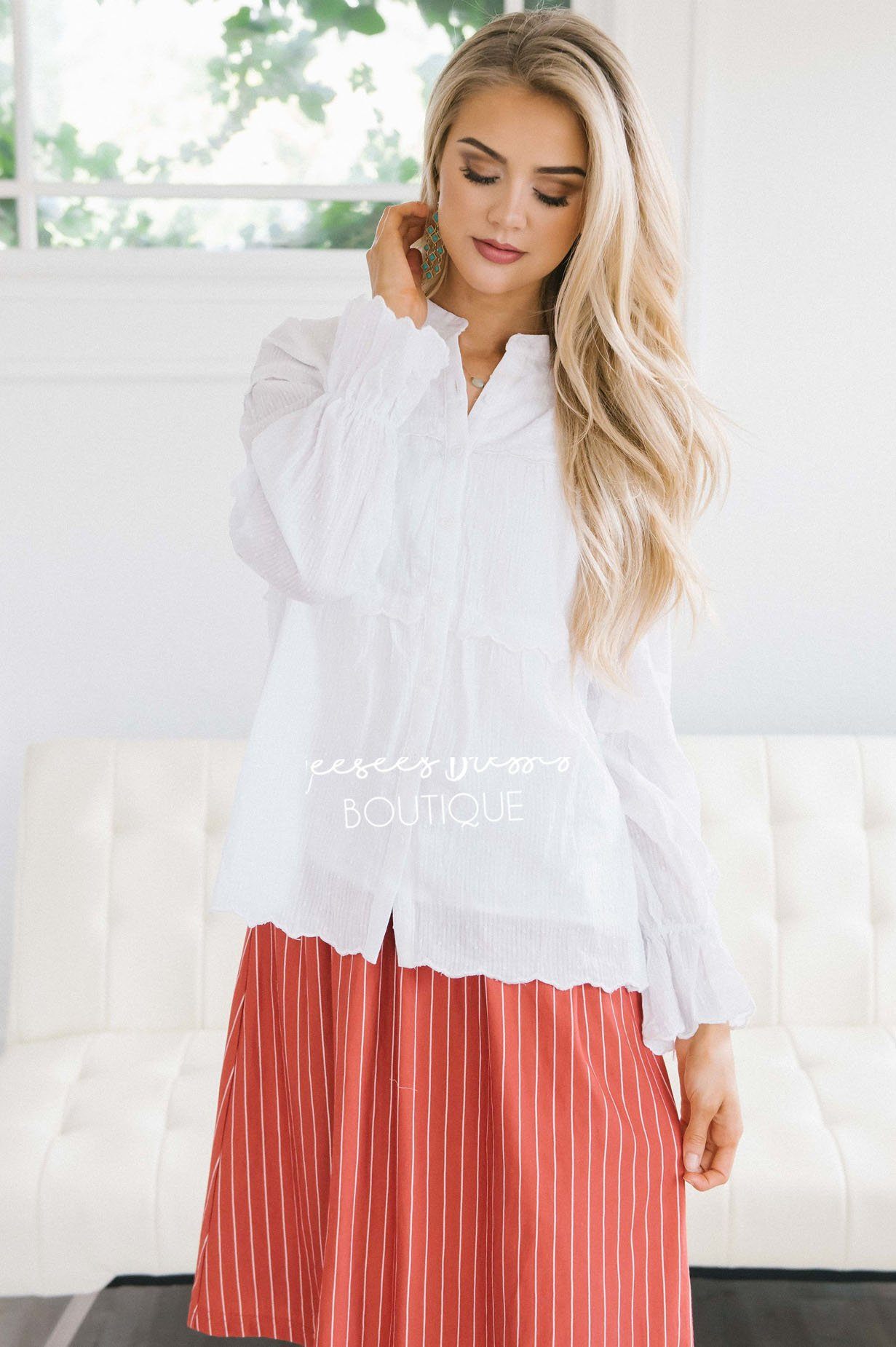 Ruffle & Buttons Tiered Blouse