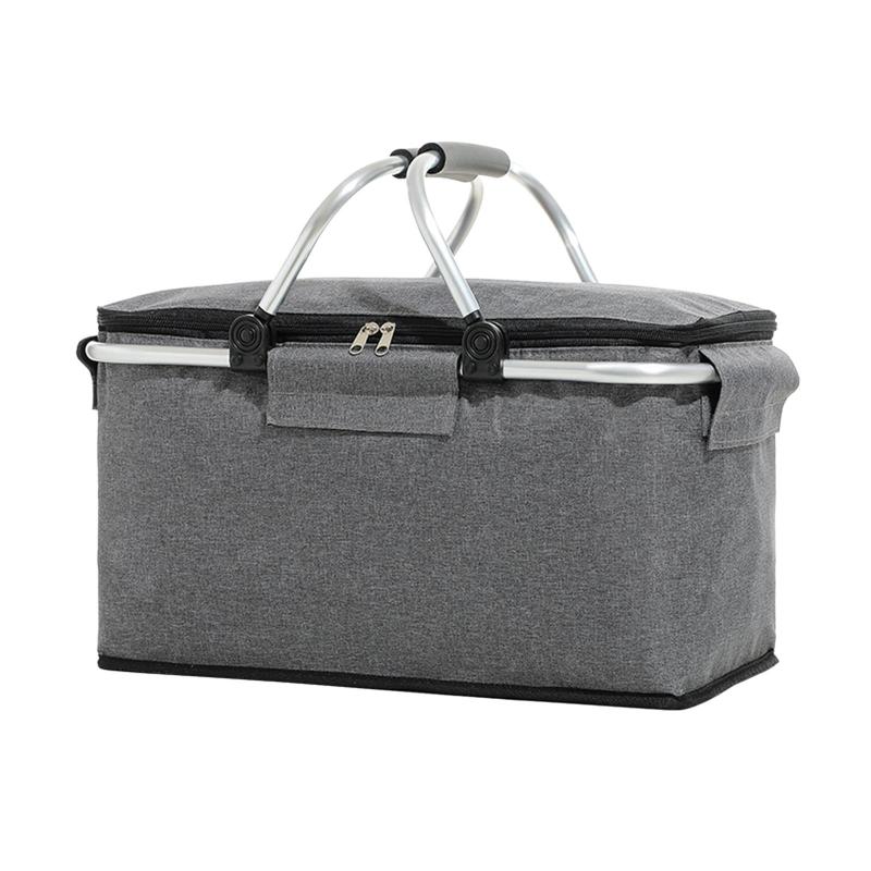 Insulated Cooler Picnic Basket for Adult Men Women Folding Container Store Gray