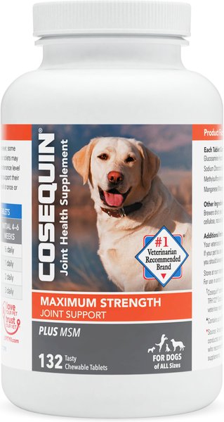 Nutramax Cosequin Hip and Joint Maximum Strength Plus MSM Chewable Tablets Joint Supplement for Dogs