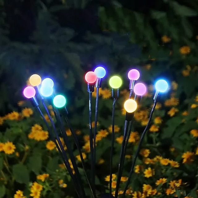 Solar Garden Light Waterproof Firefly Lights Outdoor Starburst Swaying Lights 2 Modes 6/8/10 Heads for Yard Patio Pathway Decoration