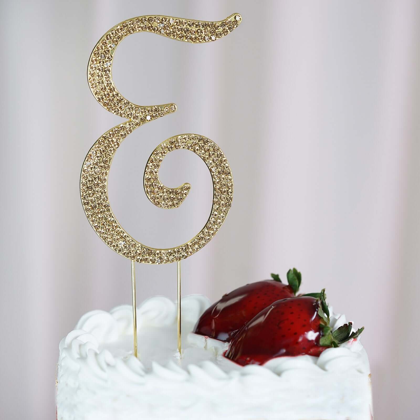 Gold Rhinestone Monogram Letter and Number Cake Toppers 4.5