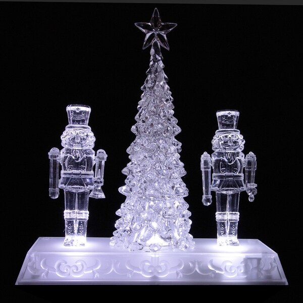 9 LED Lighted Icy Crystal Nutcracker and Christmas Tree Decoration