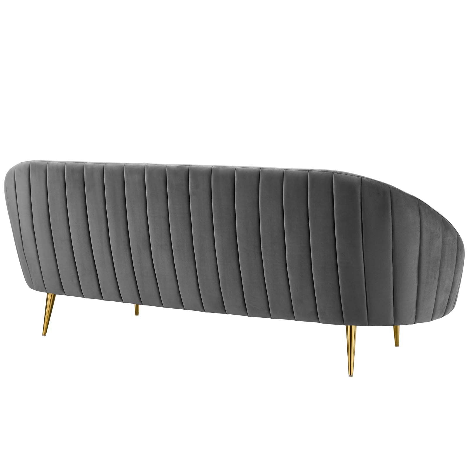 Sublime Vertical Curve Back Performance Velvet Sofa-EEI-3349