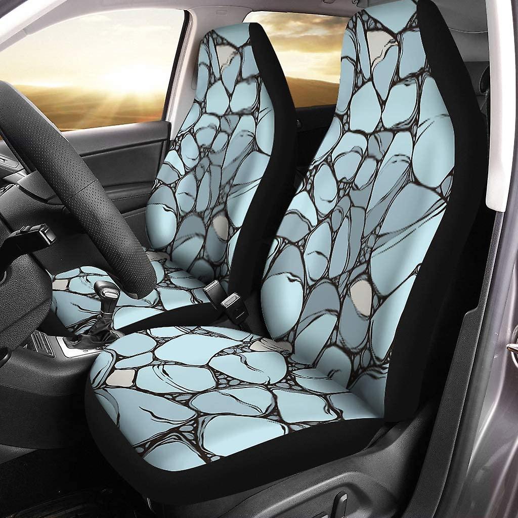 Set Of 2 Car Seat Covers Blue Rock Sea Stones Under Water Pattern Pebble River Universal Auto Front Seats Protector Fits