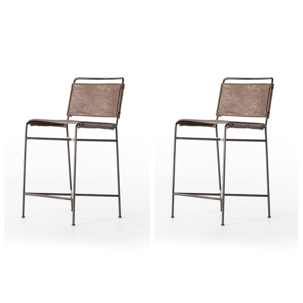 Wharton Counter Stool (Brown， Set of 2)