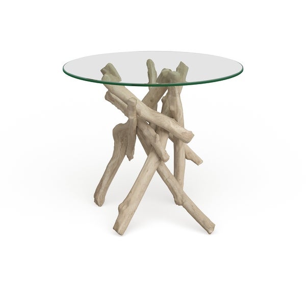 Natural 20 x 24 Inch Driftwood and Glass End Table by Studio 350