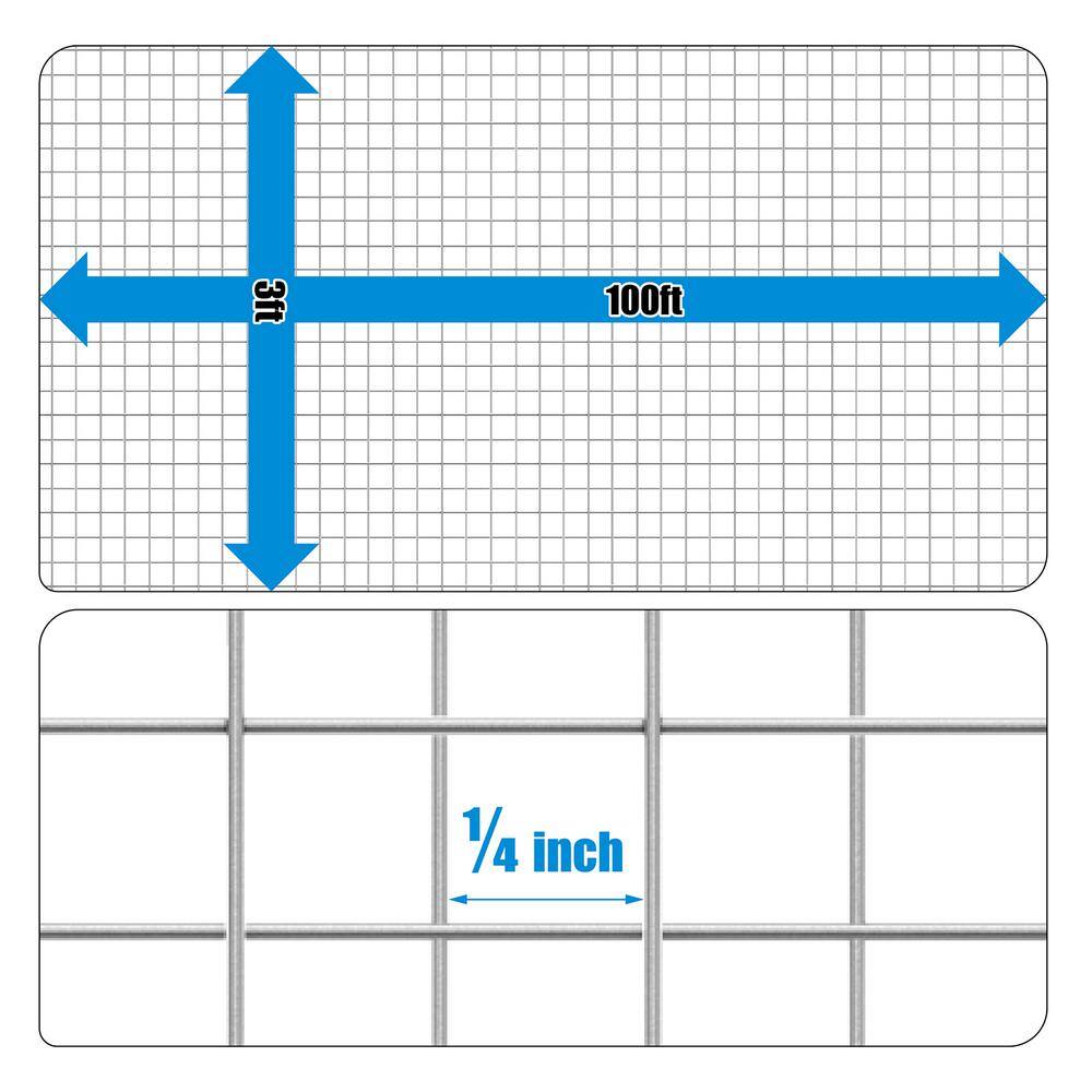 Fencer Wire 14 in. x 3 ft. x 100 ft. 23-Gauge Hardware Cloth Hot-Dip Galvanized After Welding Heavy-Duty Welding Fencing CA23-3X100MF14