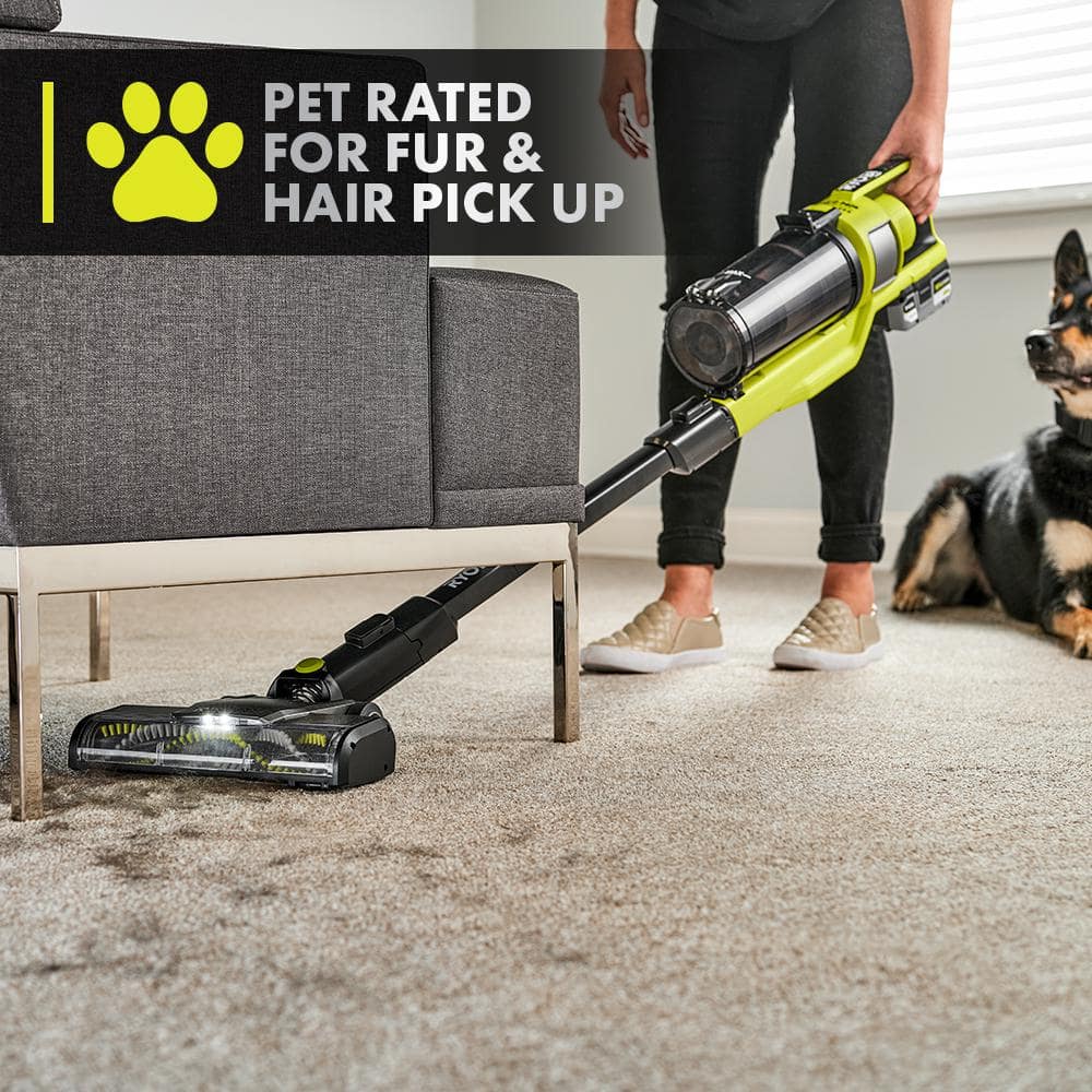 RYOBI ONE+ HP 18V Brushless Cordless Pet Stick Vacuum Cleaner Kit with 4.0 Ah HIGH PERFORMANCE Battery and Charger PBLSV716K