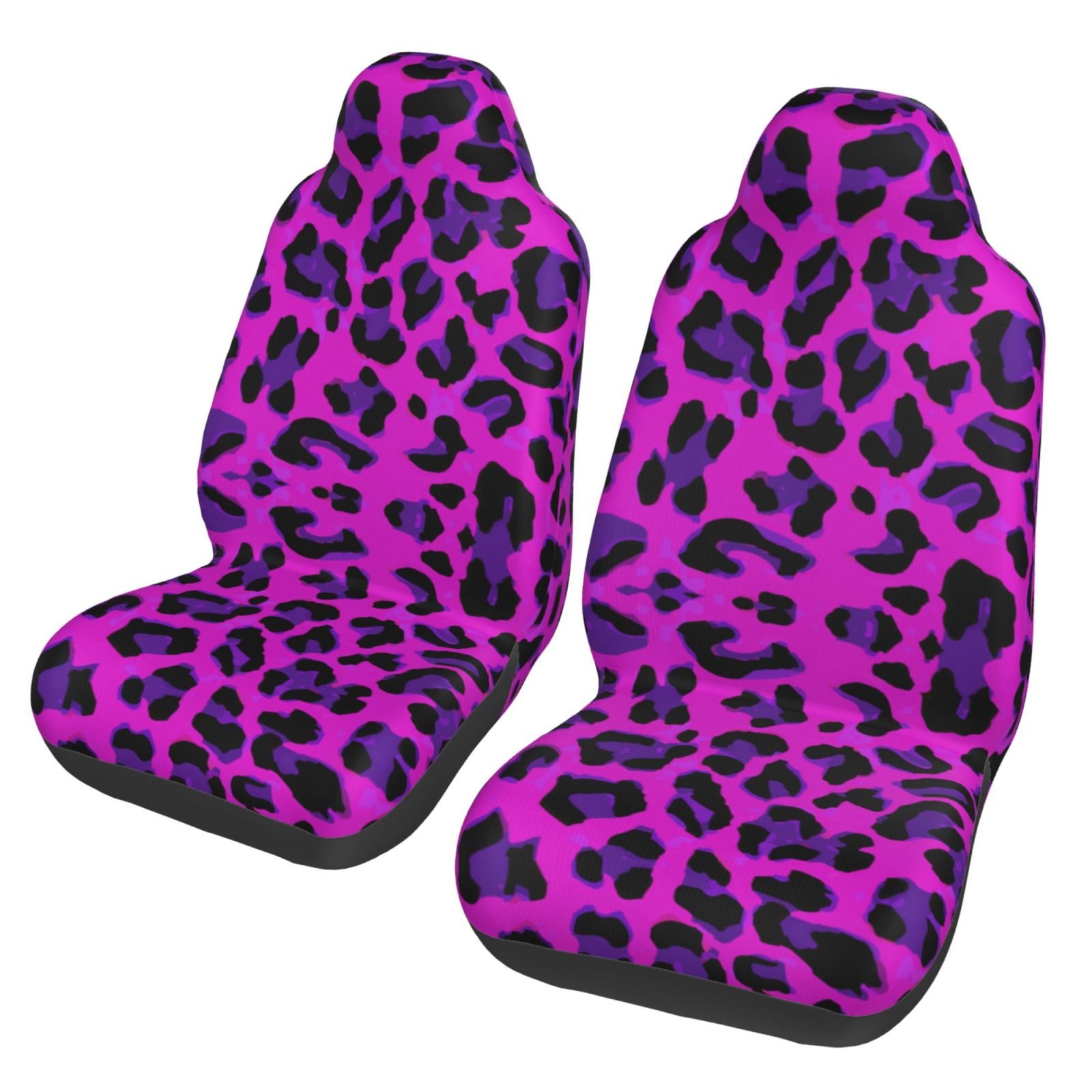 TEQUAN Front Seat Covers， Pink Leopard Design Pattern 2 Piece Car Seat Cover Fit Most Car SUV Truck Van