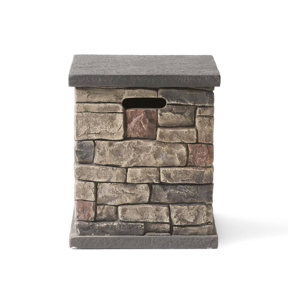 Noble House Chesney 37 in. x 17 in. Octagonal Lightweight Concrete Fire Pit in Mixed Brown 65831