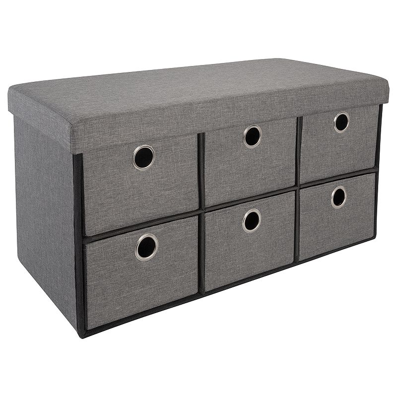 Simplify Six Drawer Collapsible Double Storage Ottoman