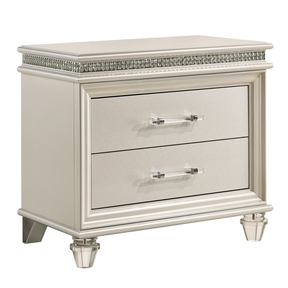 Xian Transitional White 2 piece Nightstand and Dresser Set by Furniture of America