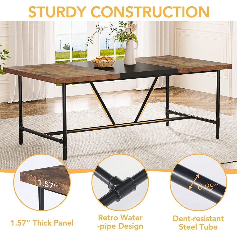 70.8 inch Large Dining Table for 6 8 People  Industrial Kitchen Dining Room Table  Rectangle Dinner Table for Living Room  Brown