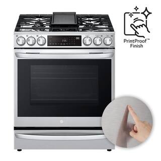 LG 6.3 cu. ft. Smart Slide-In Gas Range with ProBake Convection  Air Sous Vide in PrintProof Stainless Steel LSGL6337F