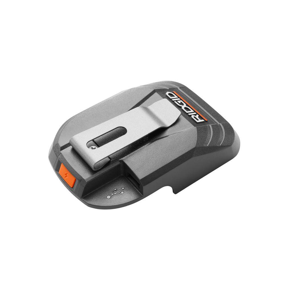 RIDGID 18V High Pressure Portable Inflator Kit with 2.0 Ah Battery Charger and USB Portable Power Source with Activate Button R87044KN-AC86072B