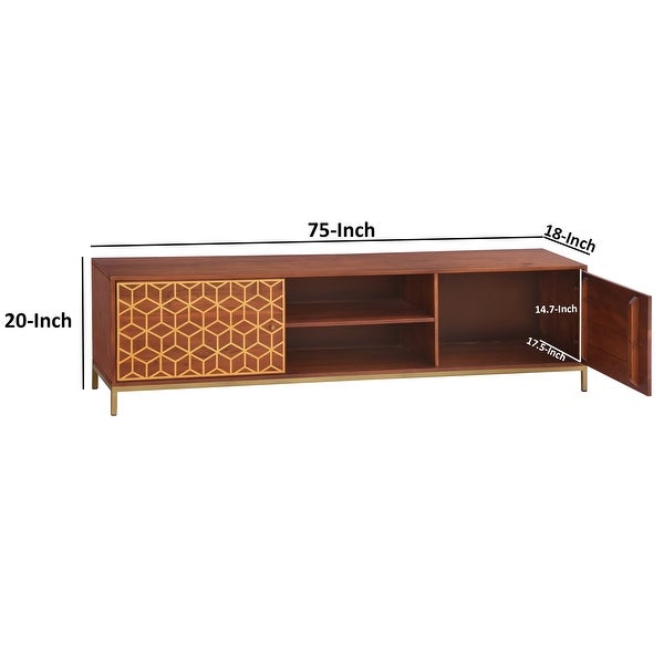 Kalyn 75 Inch Handcrafted TV Media Console Entertainment Center， Brown